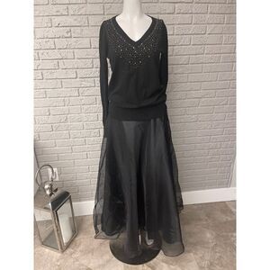 Vila Milano Black Embellish Wool Blend Sweater Size M